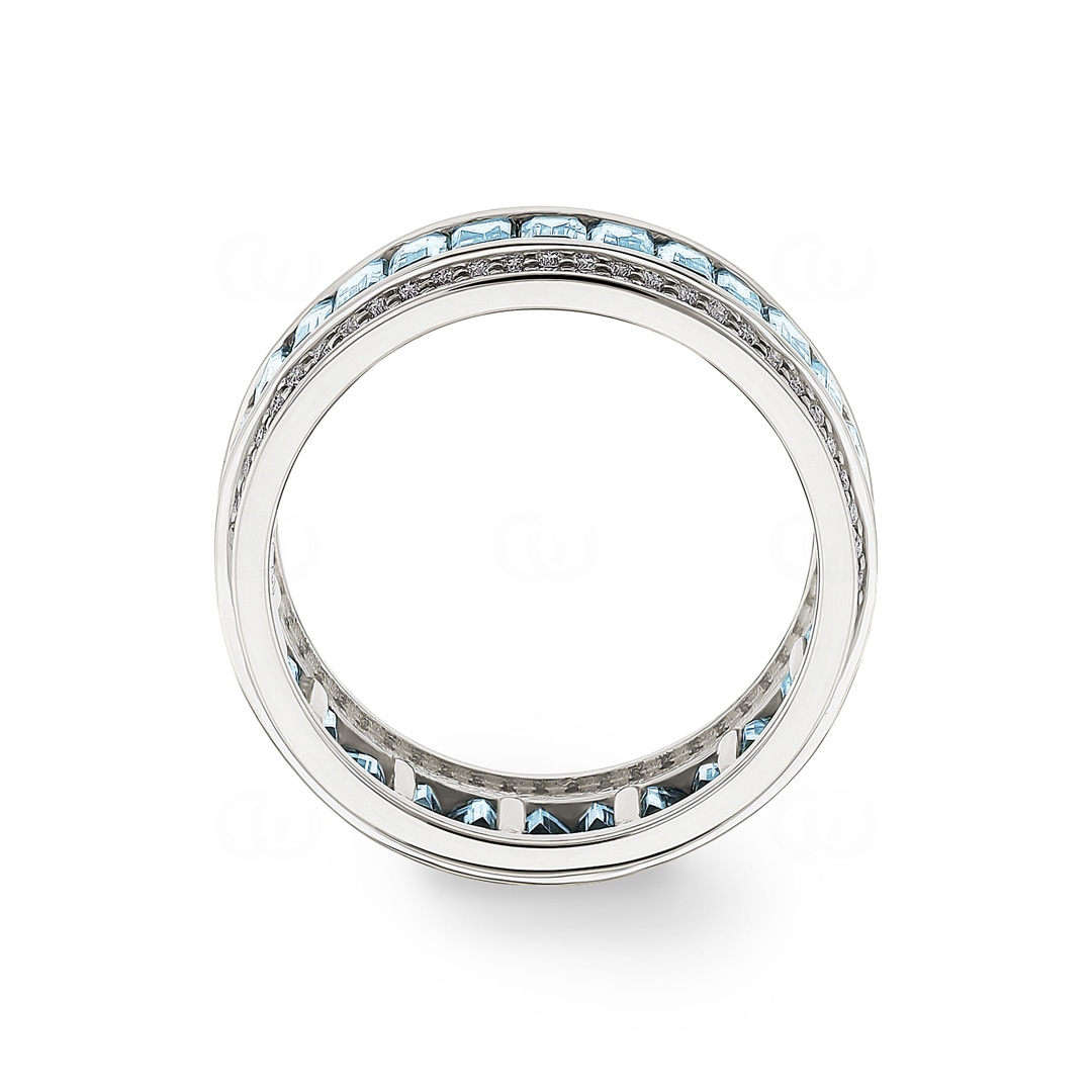 Ring 750/18 K Weissgold mit Aquamarinen & Diamanten 0.41 ct H/si
