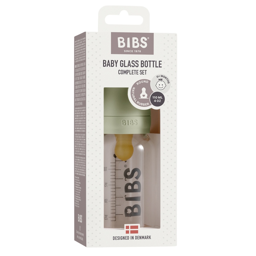 BIBS Baby Glass Bottle Complete Set Latex Sage 110ml