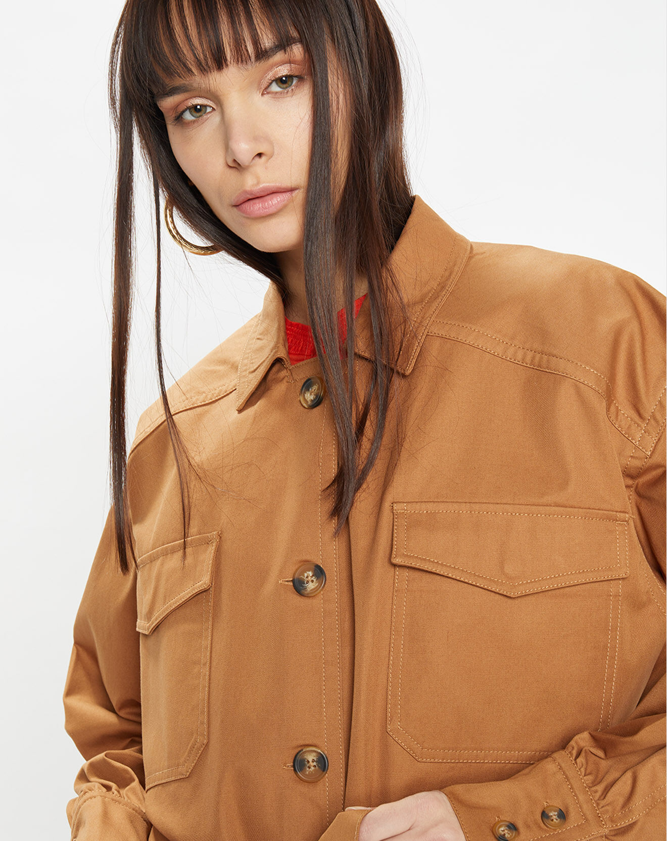 Galeries Lafayette Veste Saharienne en Coton épais camel