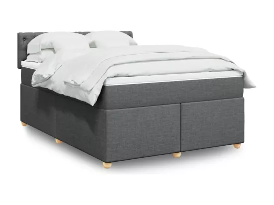 Sommier à lattes de lit avec matelas Gris foncé 140x190cm Tissu