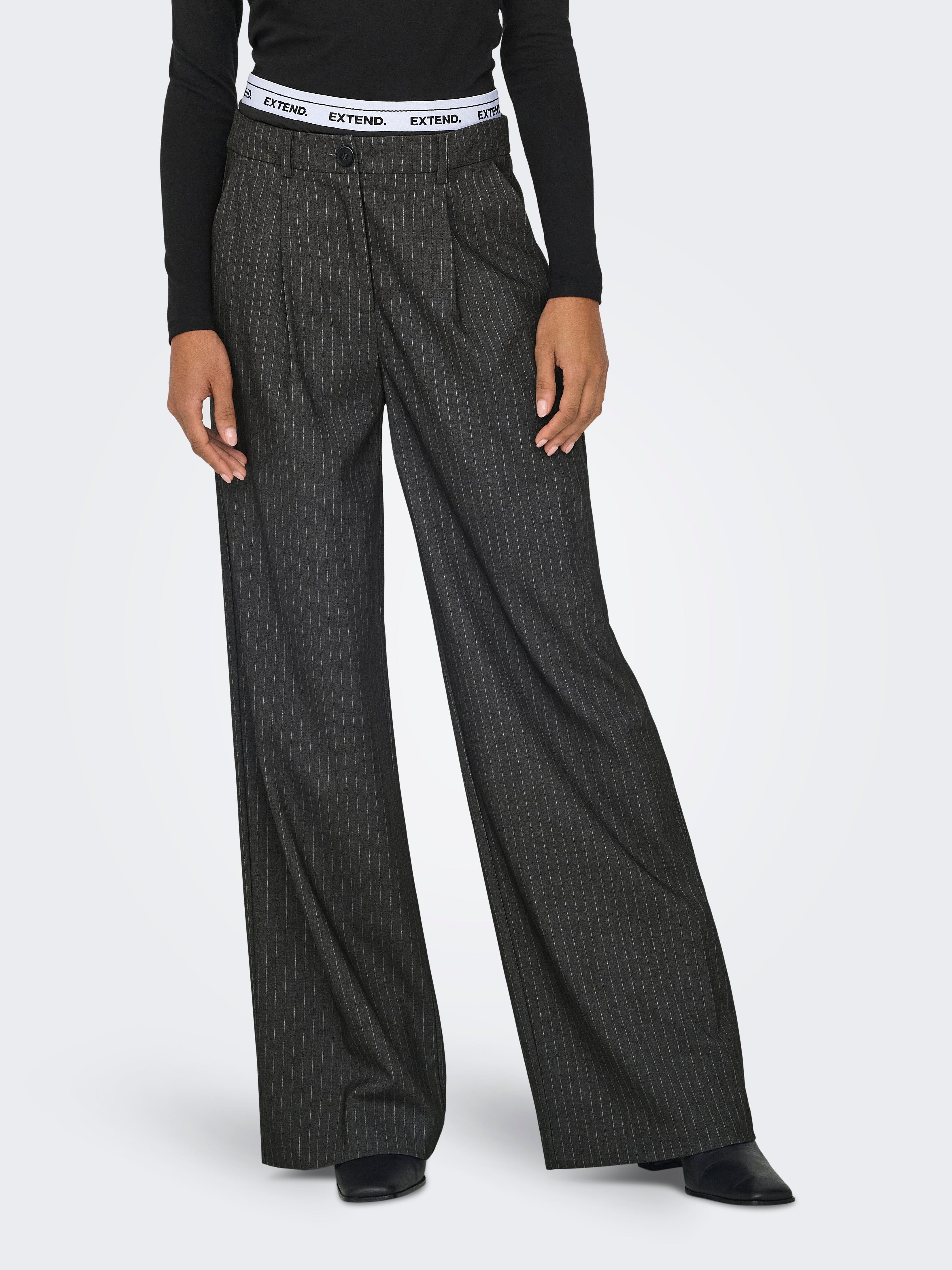 ONLNOELIA Mittlere Taille Weiter Beinschnitt Anzughose Dark Grey Melange