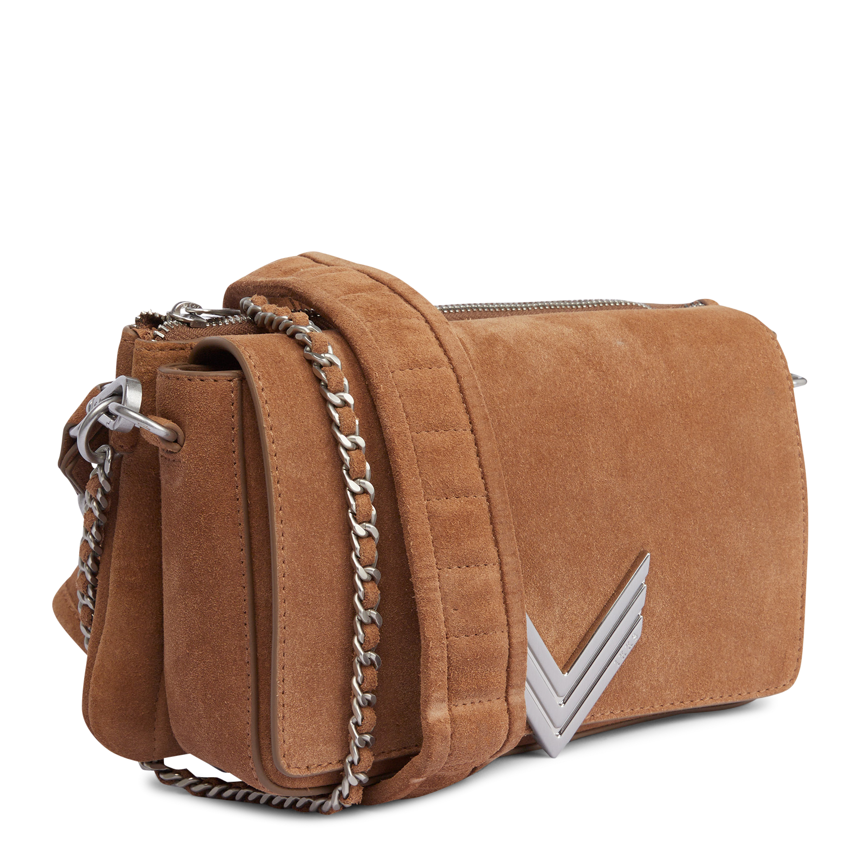 Sac bandoulière matelassé en cuir| Marron