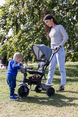 QPlay Cosy 4-in-1 Trehjulssykkel, Grå