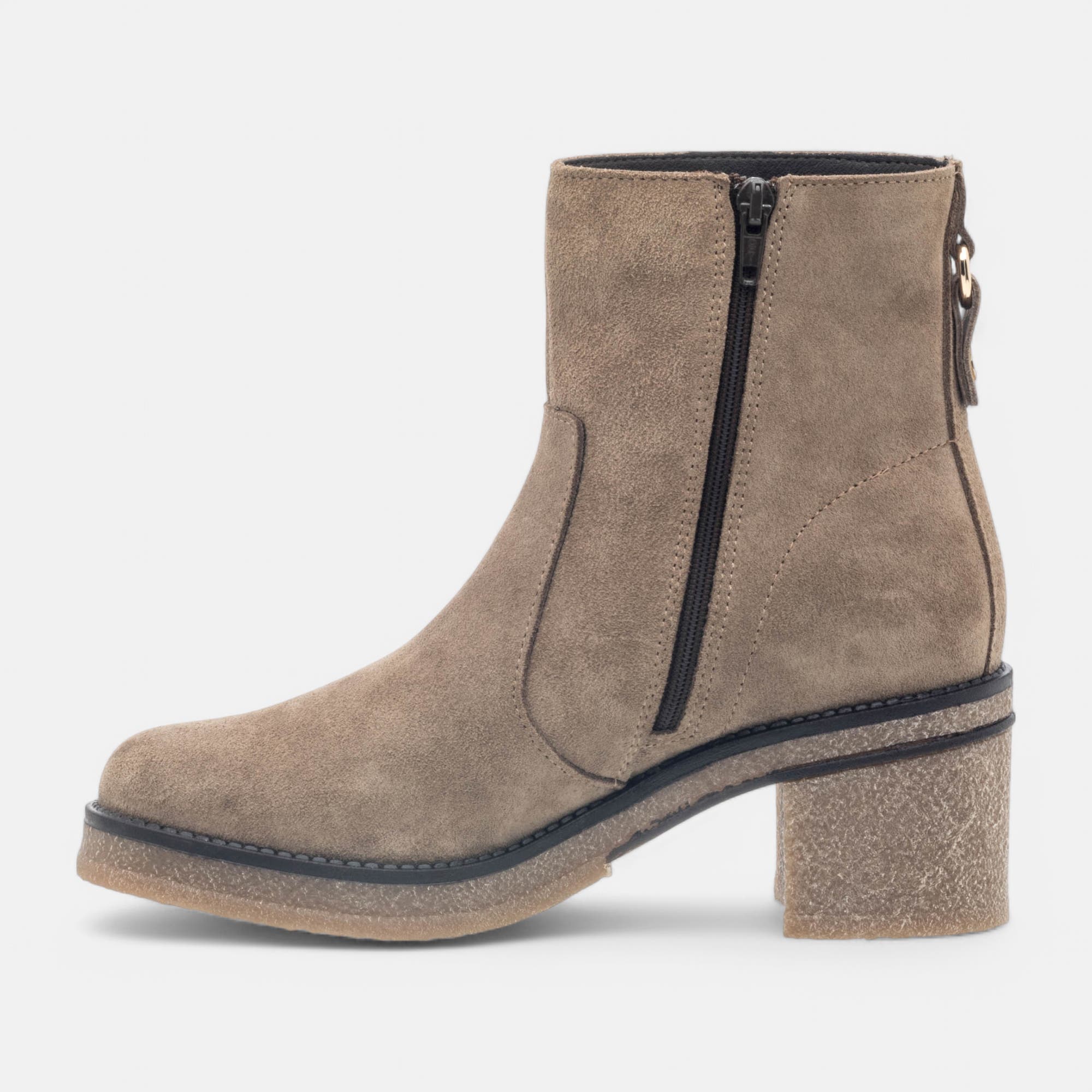 Boots à talon Femme en cuir taupe