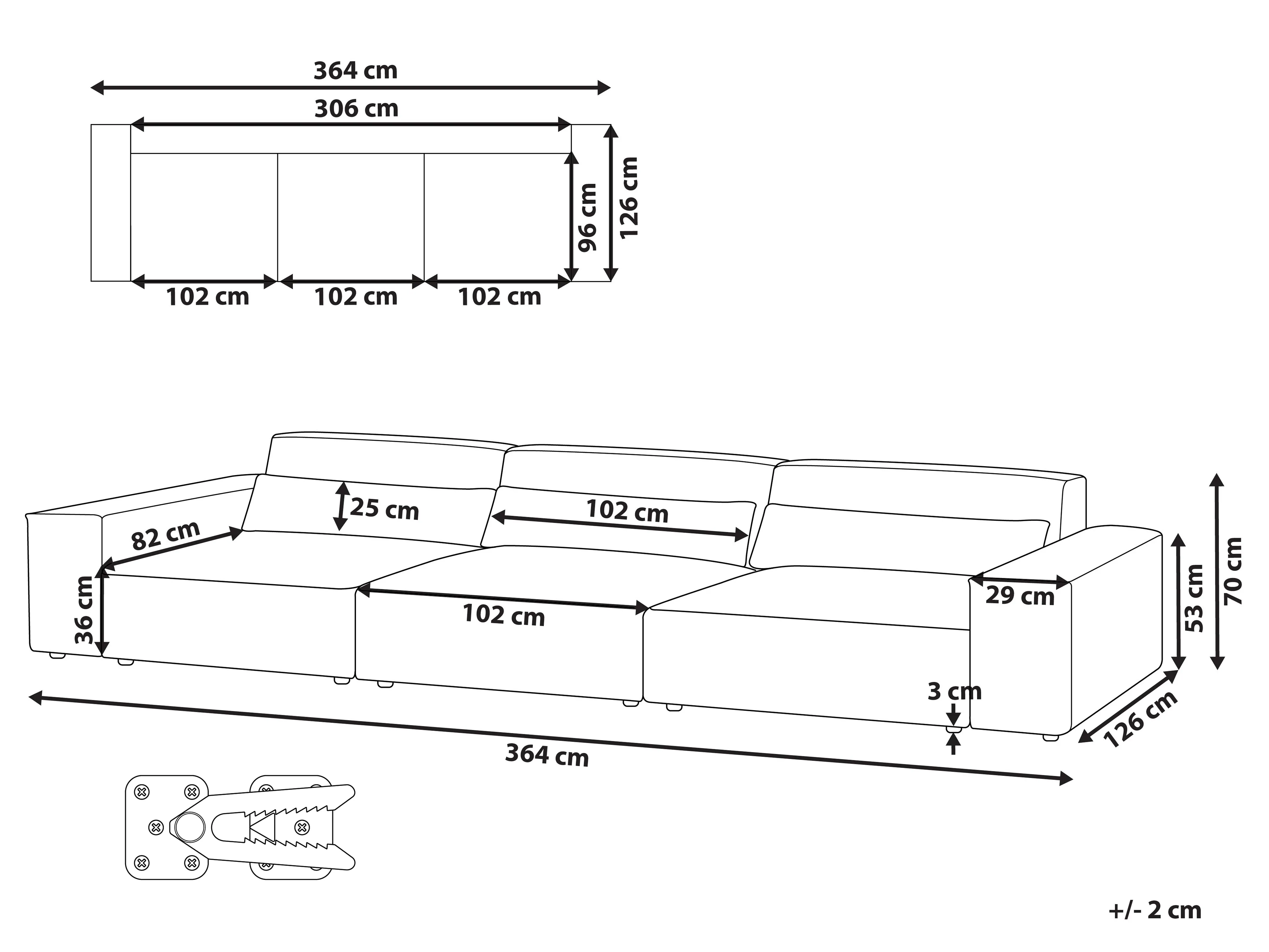 Modulaire bank 3-zits HELLNAR Stof Lichtbruin