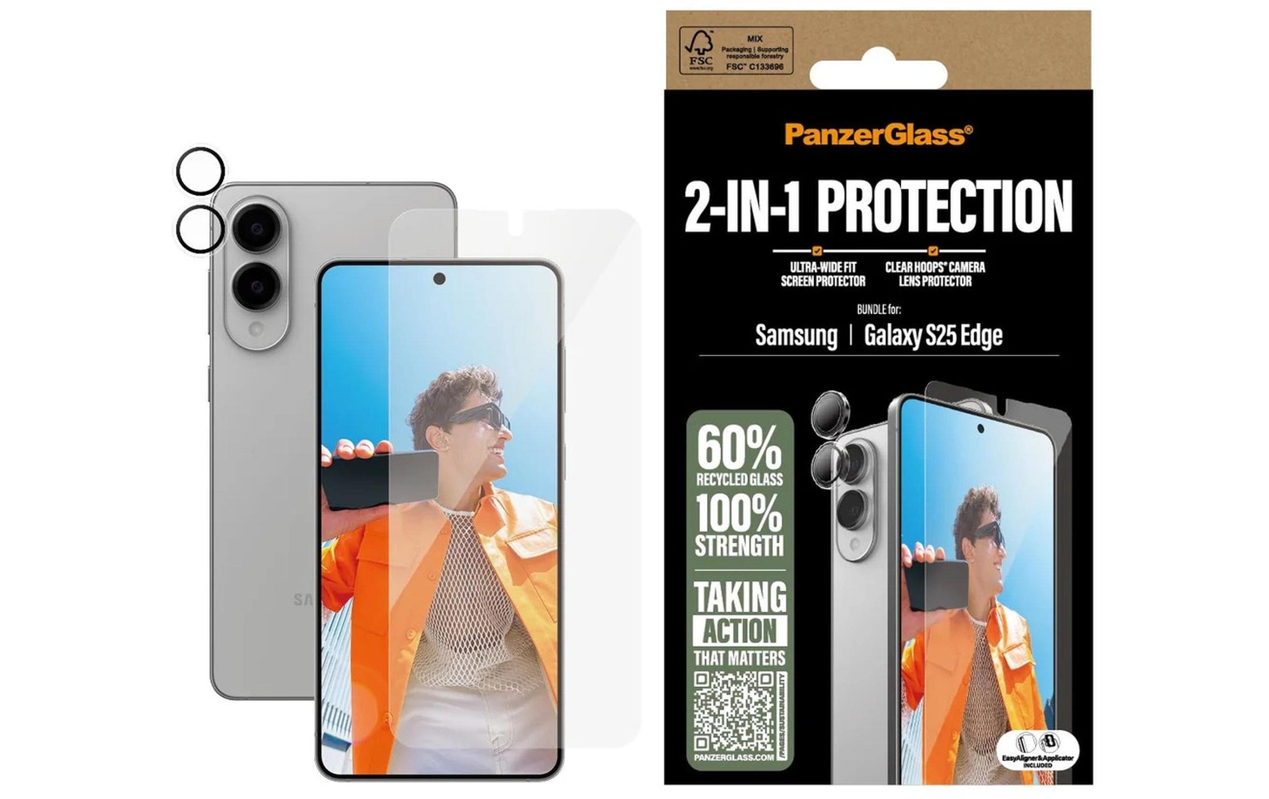 Displayschutz 2-in-1 Set2-in-1 Set bestehend aus Displayschutzglas und passender Schutzhülle für umfassenden Geräteschutz für Samsung Galaxy S25 Edge