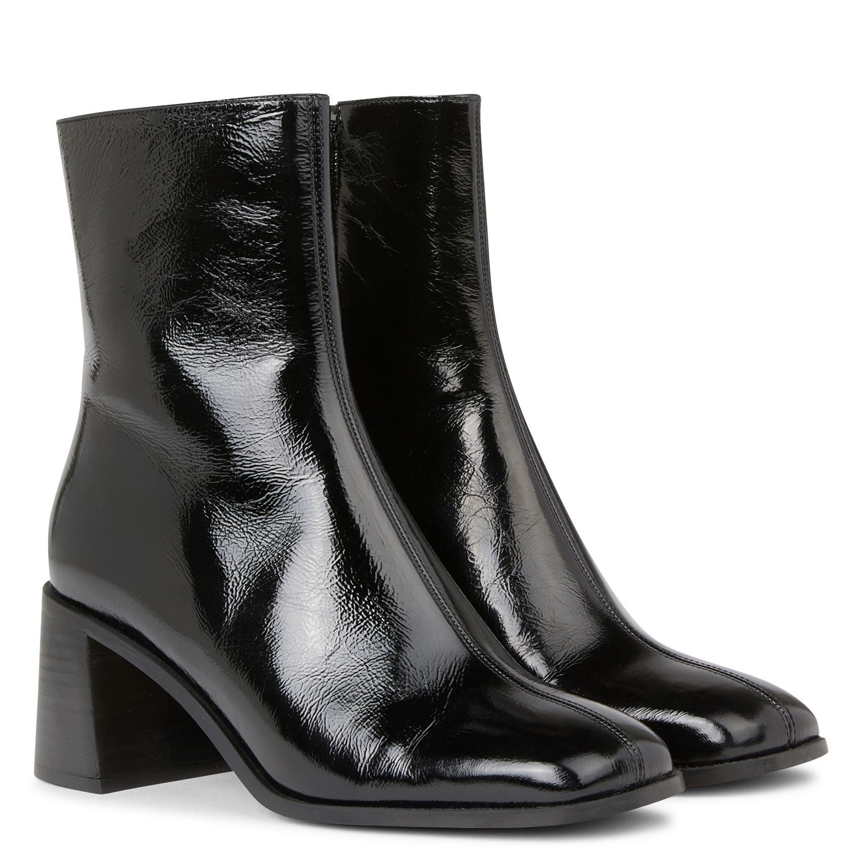 HULSA - Boots en cuir vernis | Noir