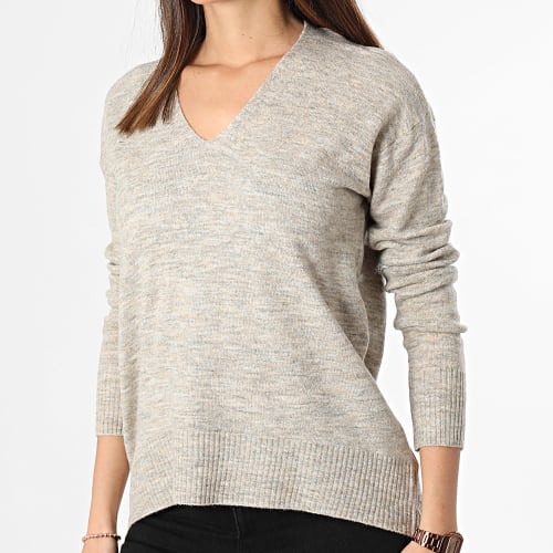 Pull Col V Femme Juca 2 Beige Chiné