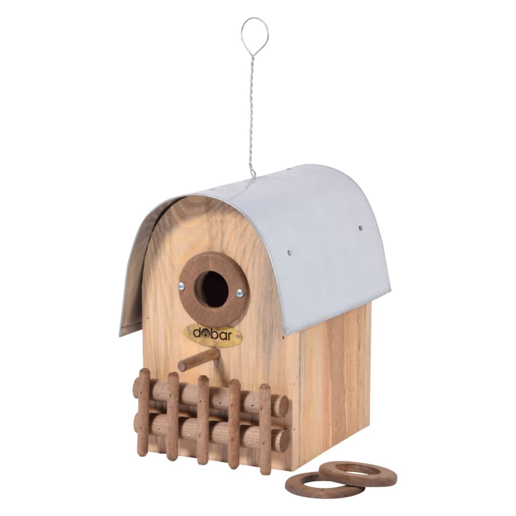 Nichoir à oiseaux amber et toit arrondi en zinc naturel/argenté