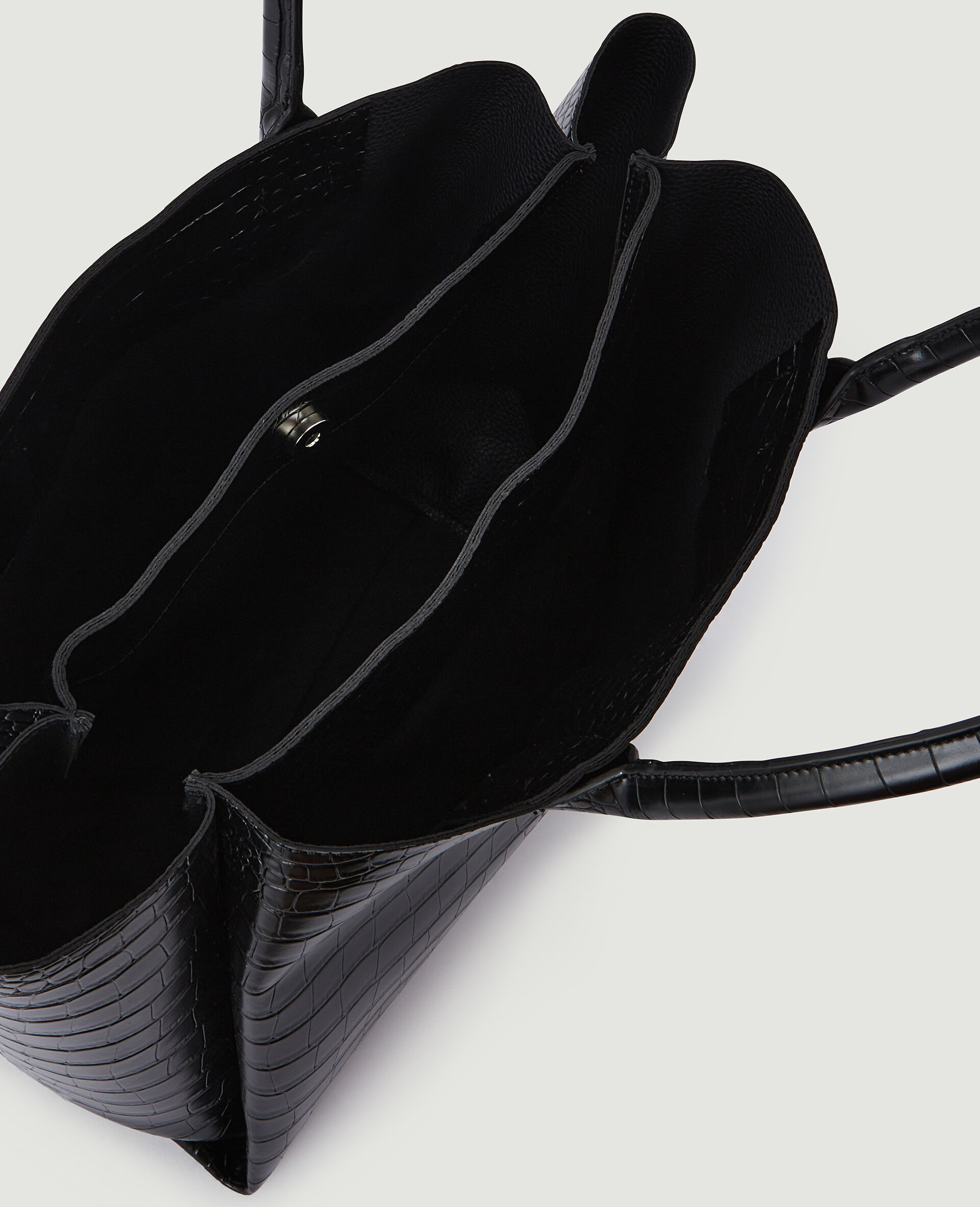 Grand cabas en simili effet croco - Noir