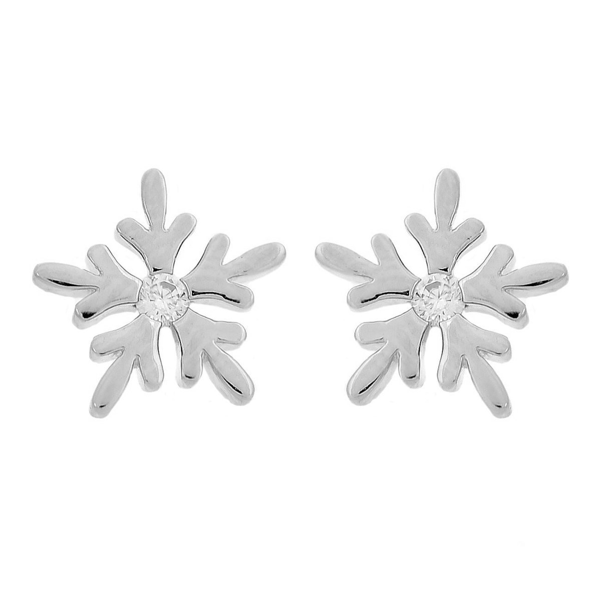 Boucles d'oreilles flocon de neige oxyde de zirconium Argent 925 Rhodié