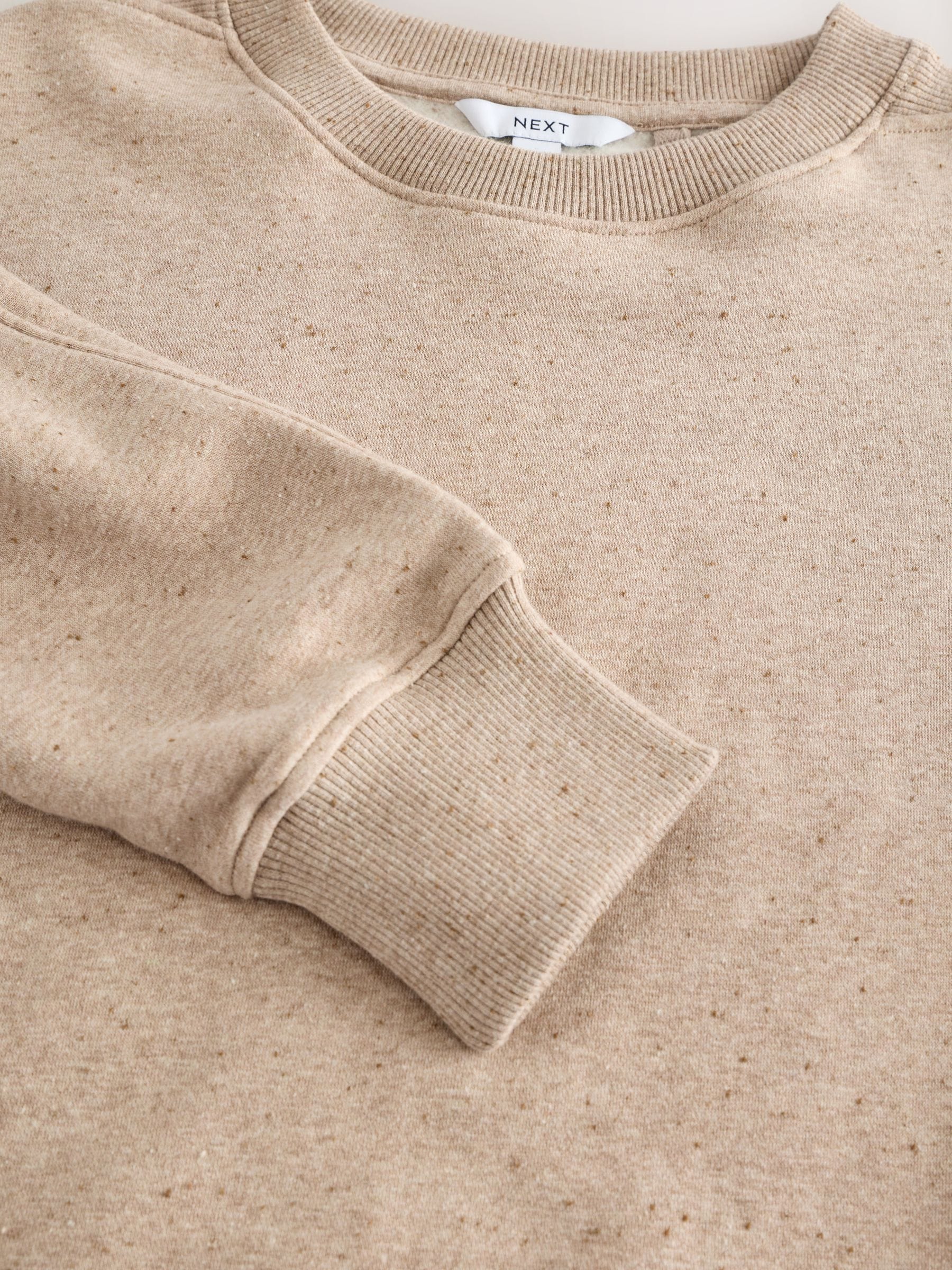 Naturel Gemêleerd - Essentials sweatshirt met relaxte pasvorm, lange snit en zakken