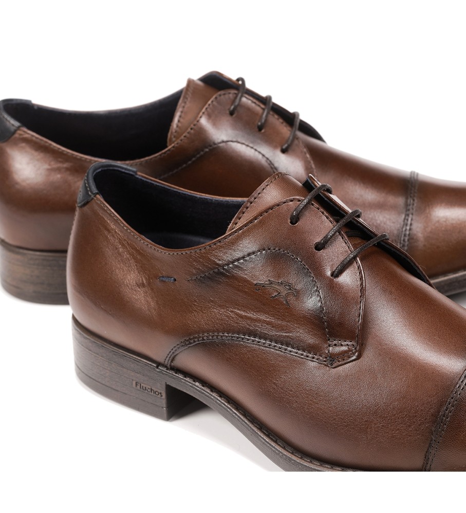 Sapatos de couro Fluchos F1055 marrom médio