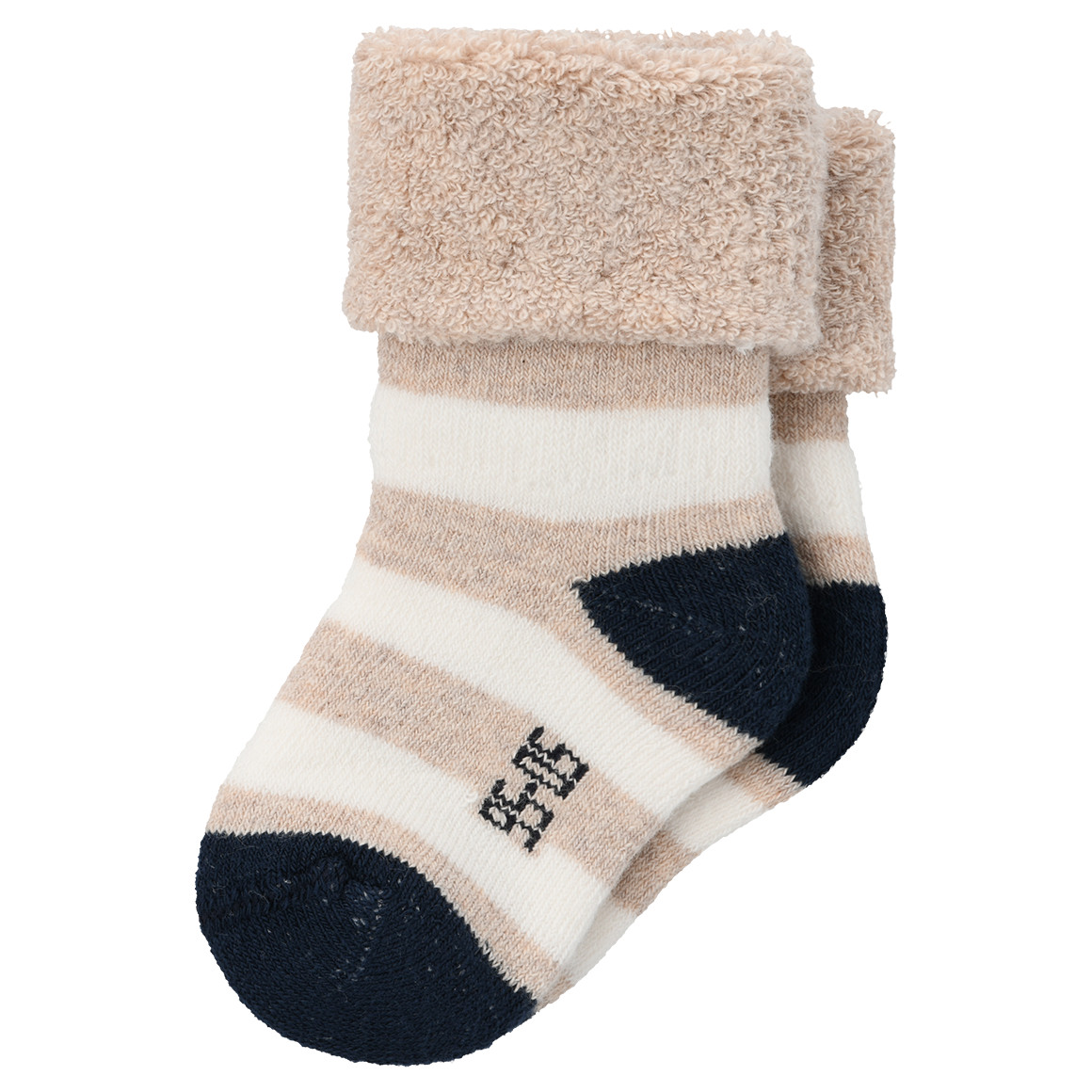 Topomini 2 Newborn Socken mit Frottee dunkelblau / beige