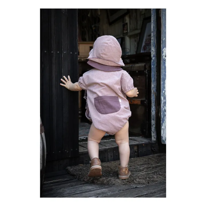 Lilinoa Barboteuse Jules Cache-Cœur à Carreaux | Aubergine