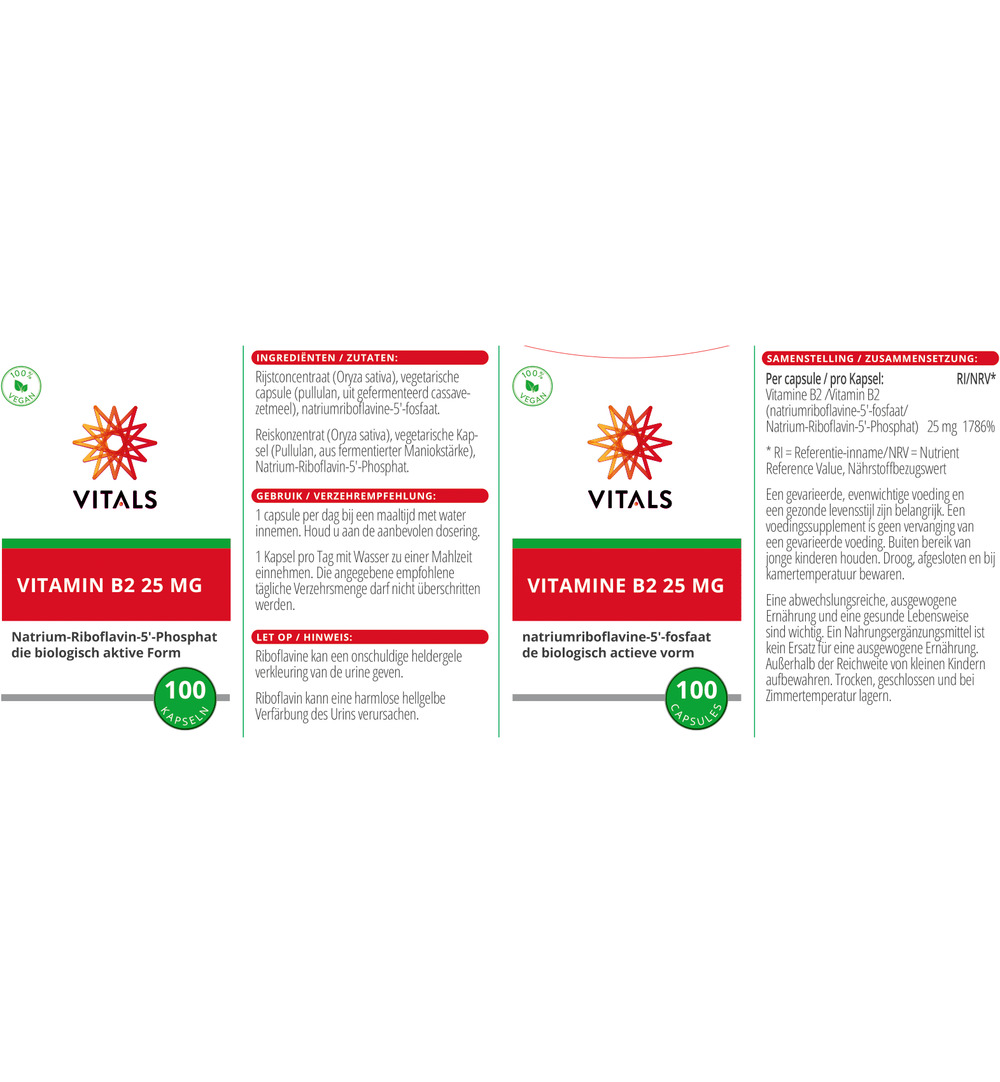 Vitals Vitamine B2 25mg (100 capsules)