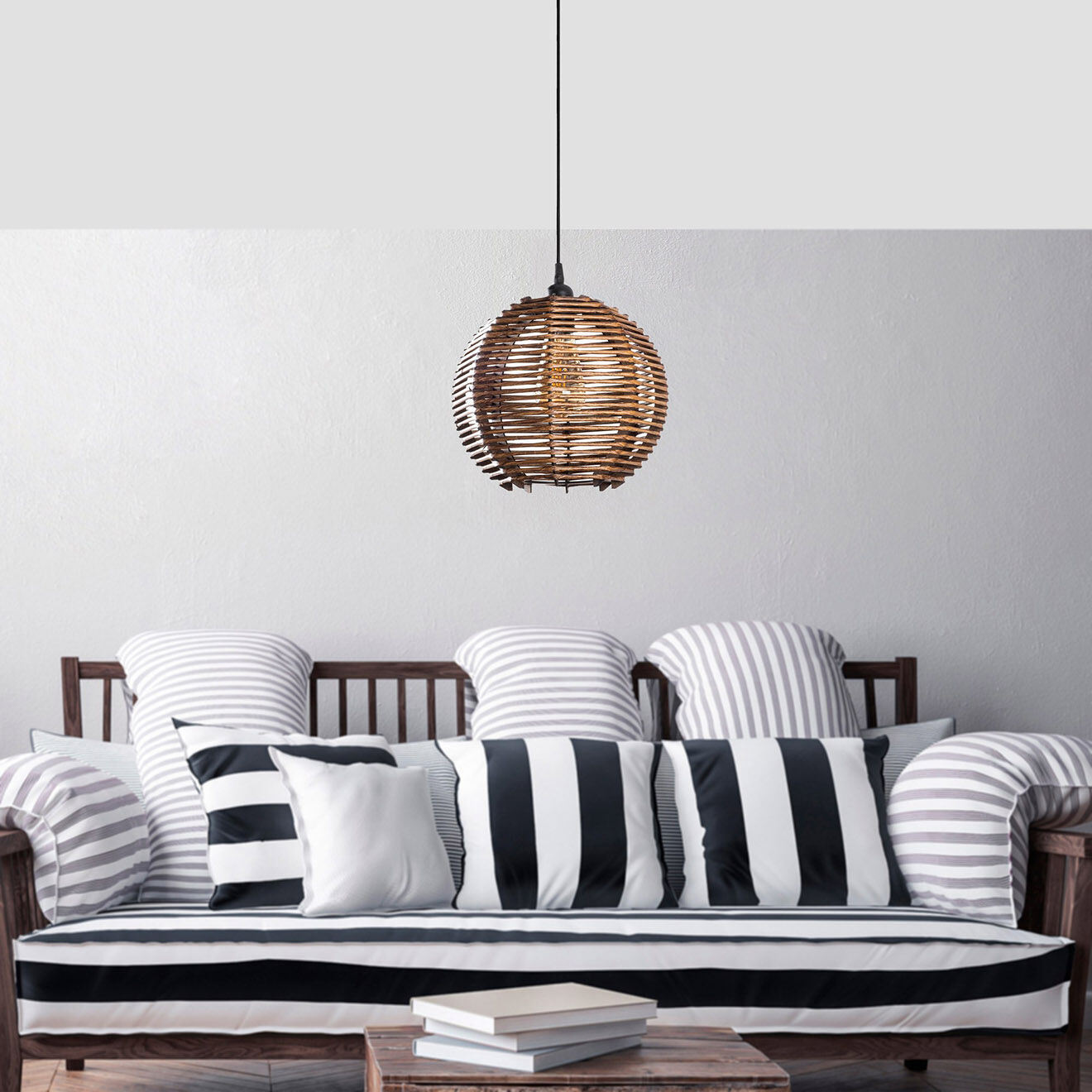 Opviq Suspension Sphere Bamboo marron - 30x20x60 cm