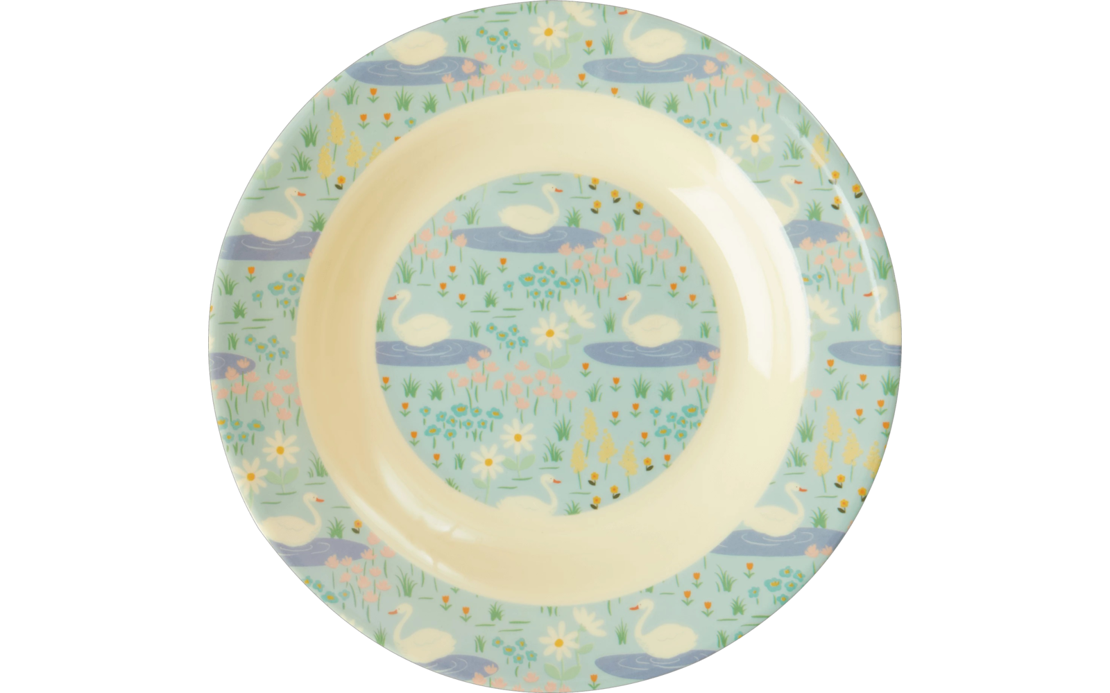 Rice Melamin Kinderschüssel mit Schwänen Hellblau 20 cm
