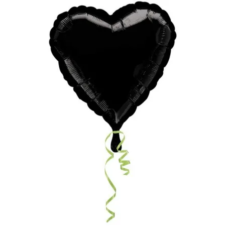amscan Folienballon Herz schwarz, 43 cm
