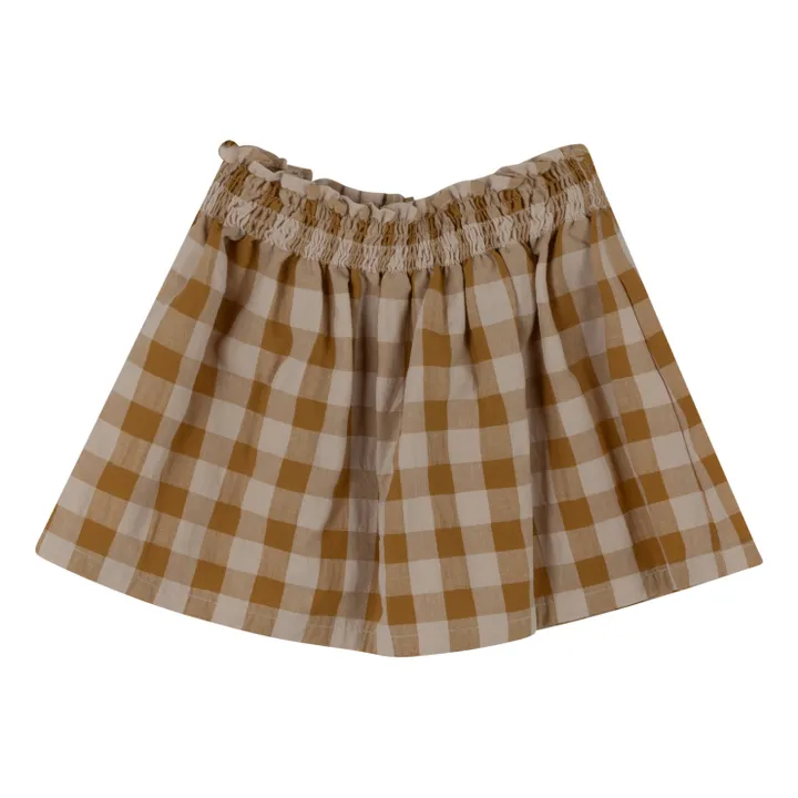 Babe & Tess Jupe Vichy Smockée | Camel