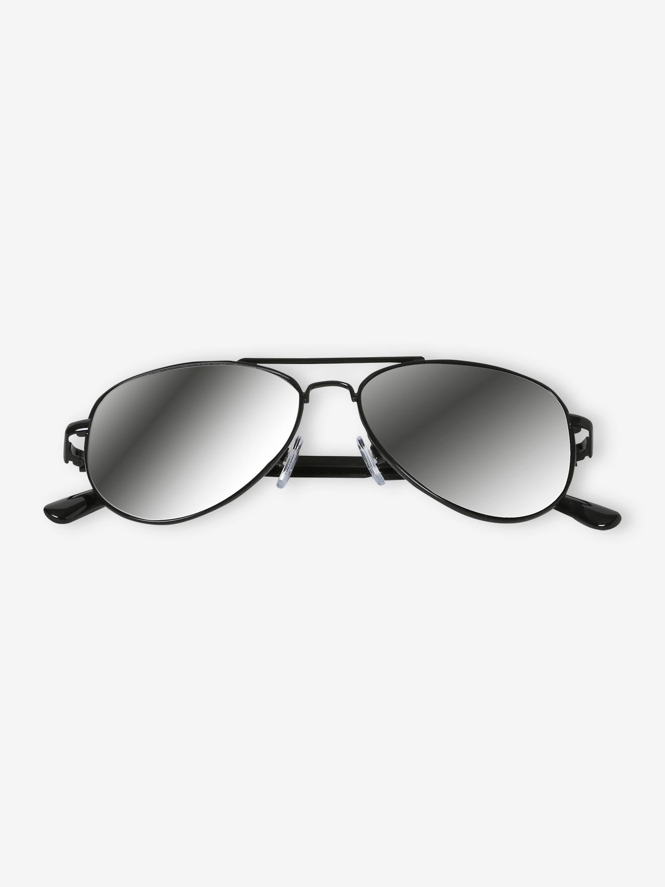 Óculos de sol estilo aviador cinza escuro com lentes espelhadas para meninos