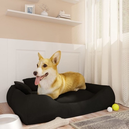 Cama retangular acolchoada preta para animais de estimação Vidaxl
