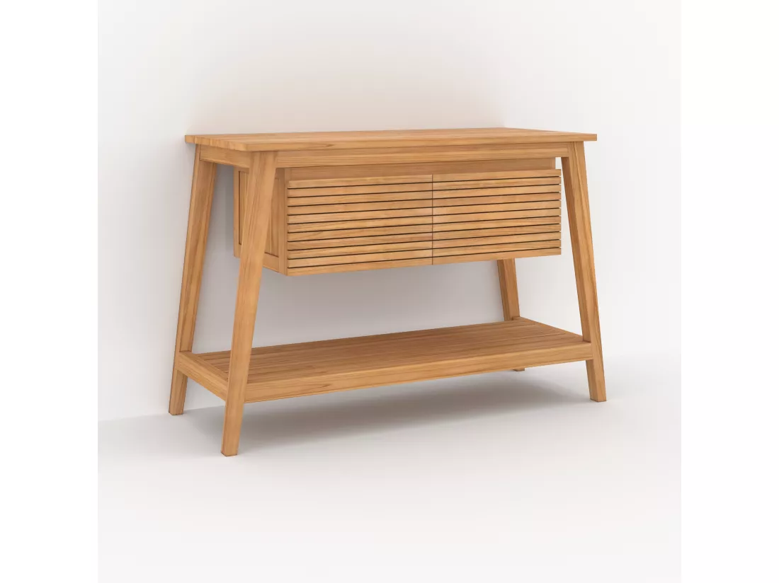 Meuble de salle de bain en bois de teck 120 cm - César