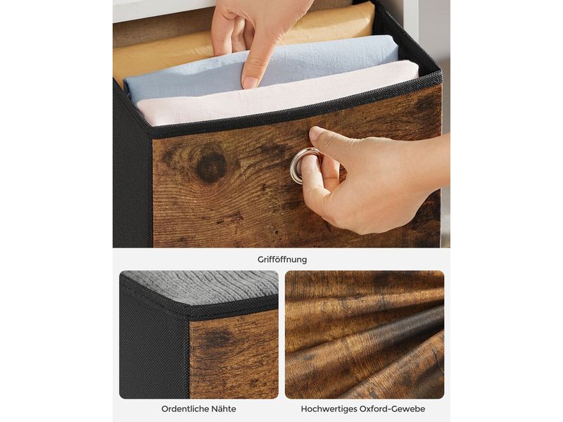 Songmics Aufbewahrungsbox Braun/Schwarz Faltbare Würfelregalboxen
