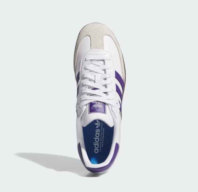 Adidas Skateboarding Samba ADV Cloud White Purple Gold Metallic 7 US / 40 EU