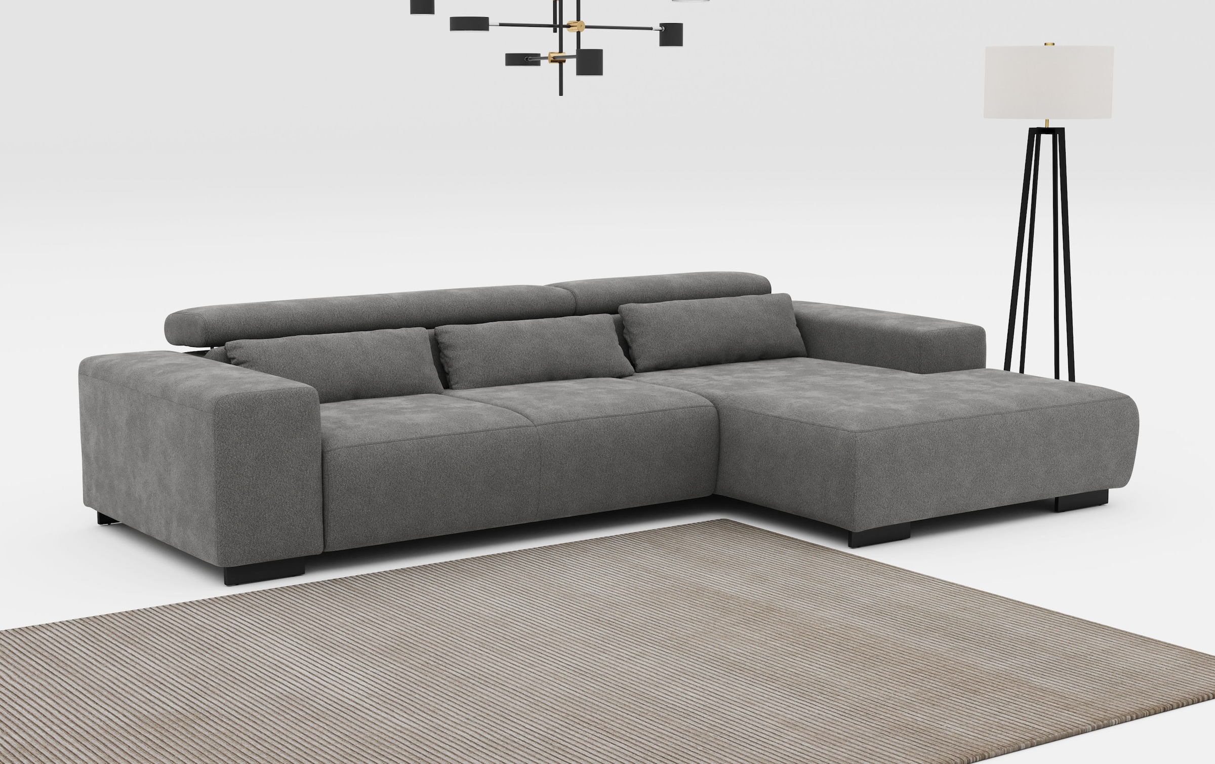 COTTA Ecksofa »Side L-Form, mit Kopfteilverstellung & 3 Nierenkissen« optional motorische Sitztiefenverstellung