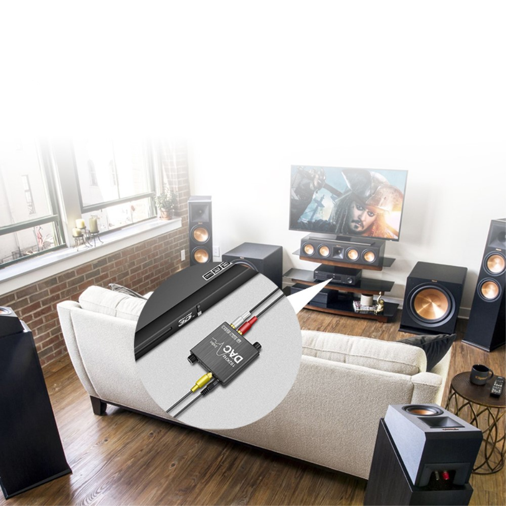 24Bit SPDIF Toslink / Coaxial auf Cinch / 3.5mm Klinke Digital Analog Wandler DAC Bass Audio Konverter