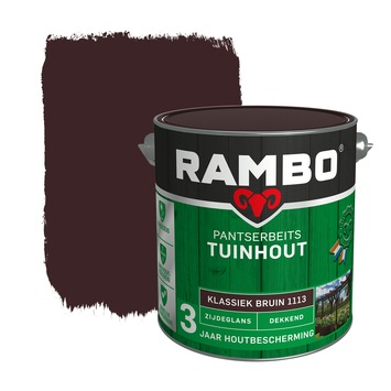 Rambo Pantserbeits Tuinhout zijdeglans dekkend klassiekbruin 2,5 liter