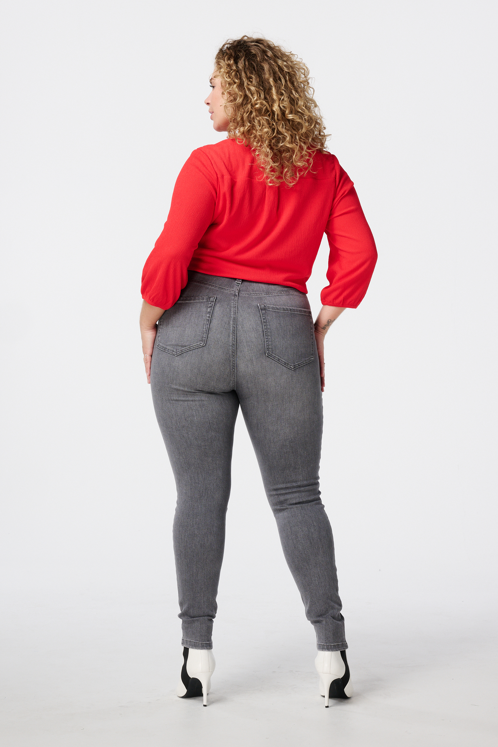 Skinny leg high waist jeans CHERRY Grijs