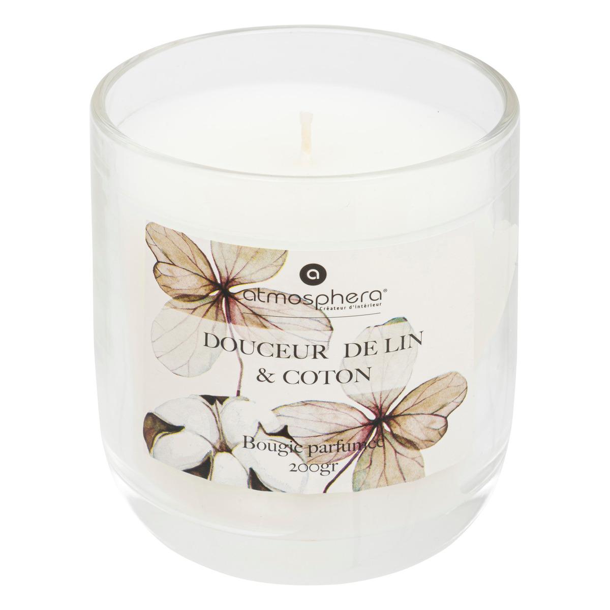BOUGIE PARFUMEE OUDY 200G POT VERRE DOUCEUR DE LIN
