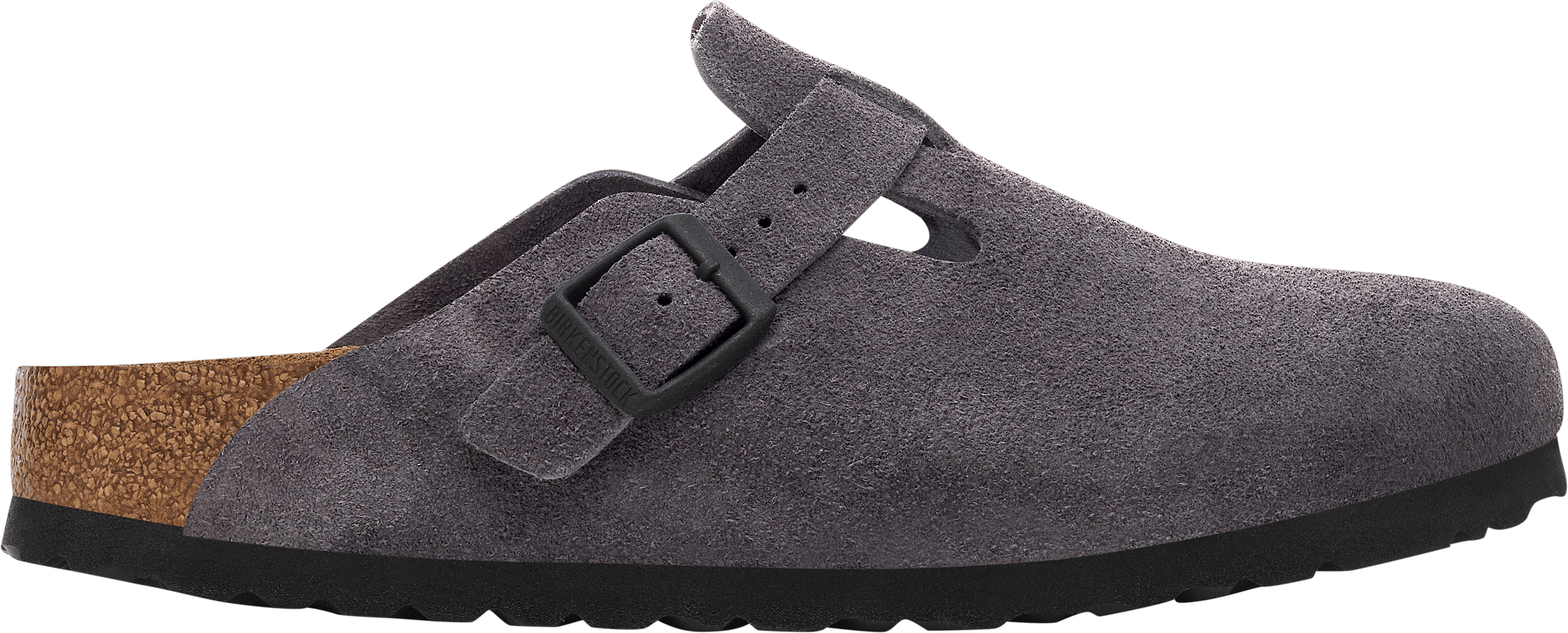 Birkenstock Boston Suede Leather Badelatsche Grau