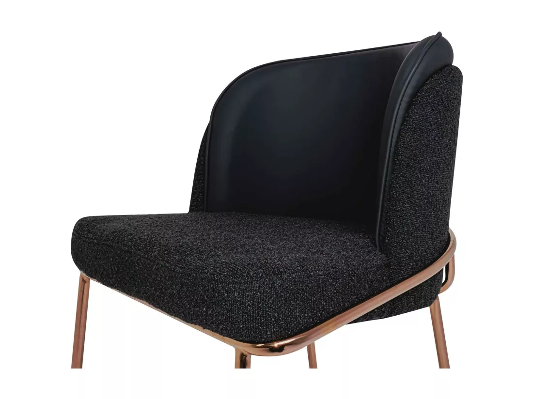 Thun Boucle - Lot de 2 fauteuils de design en métal, siège en tissu bouclé et dossier en similcuir