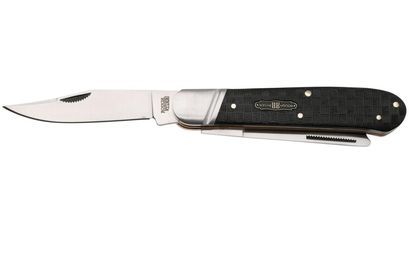 Rough Ryder Black Reserve One Arm Razor RR2568, Satin 440A, Textured Pakkawood, zakmes