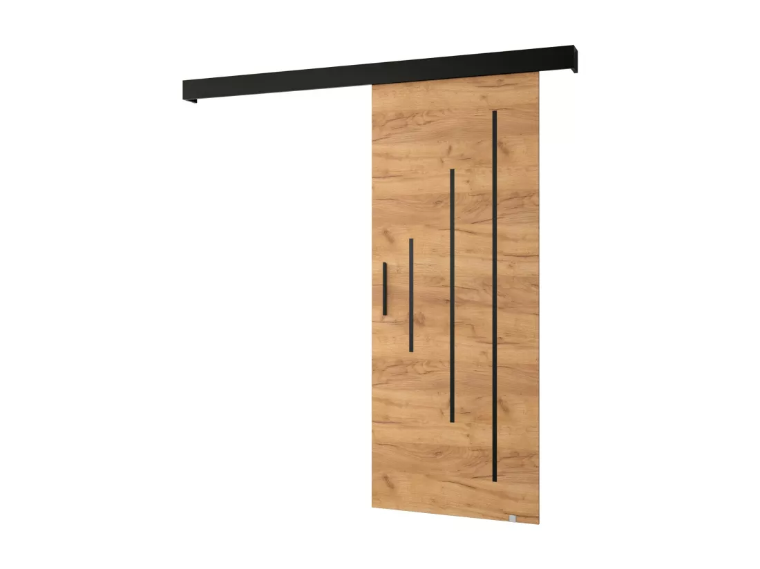 Portes coulissantes Salwador Y 80x204 cm (Chêne Craft / Noir / Noir)