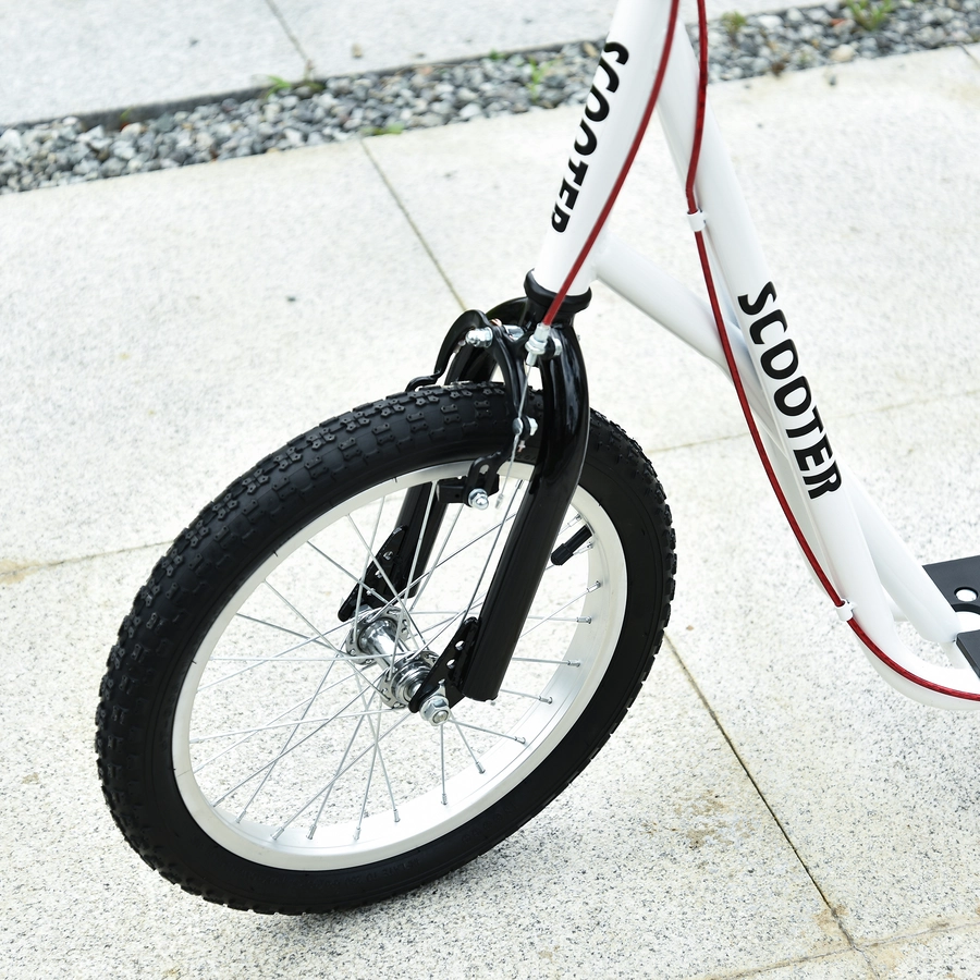 HOMCOM Kinderscooter mit Handbremse weiß