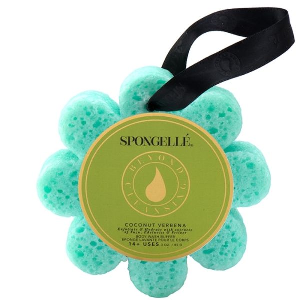 Éponge infusée Wild Flower verte noix de coco verveine (14+ utilisations) Spongellé 85g