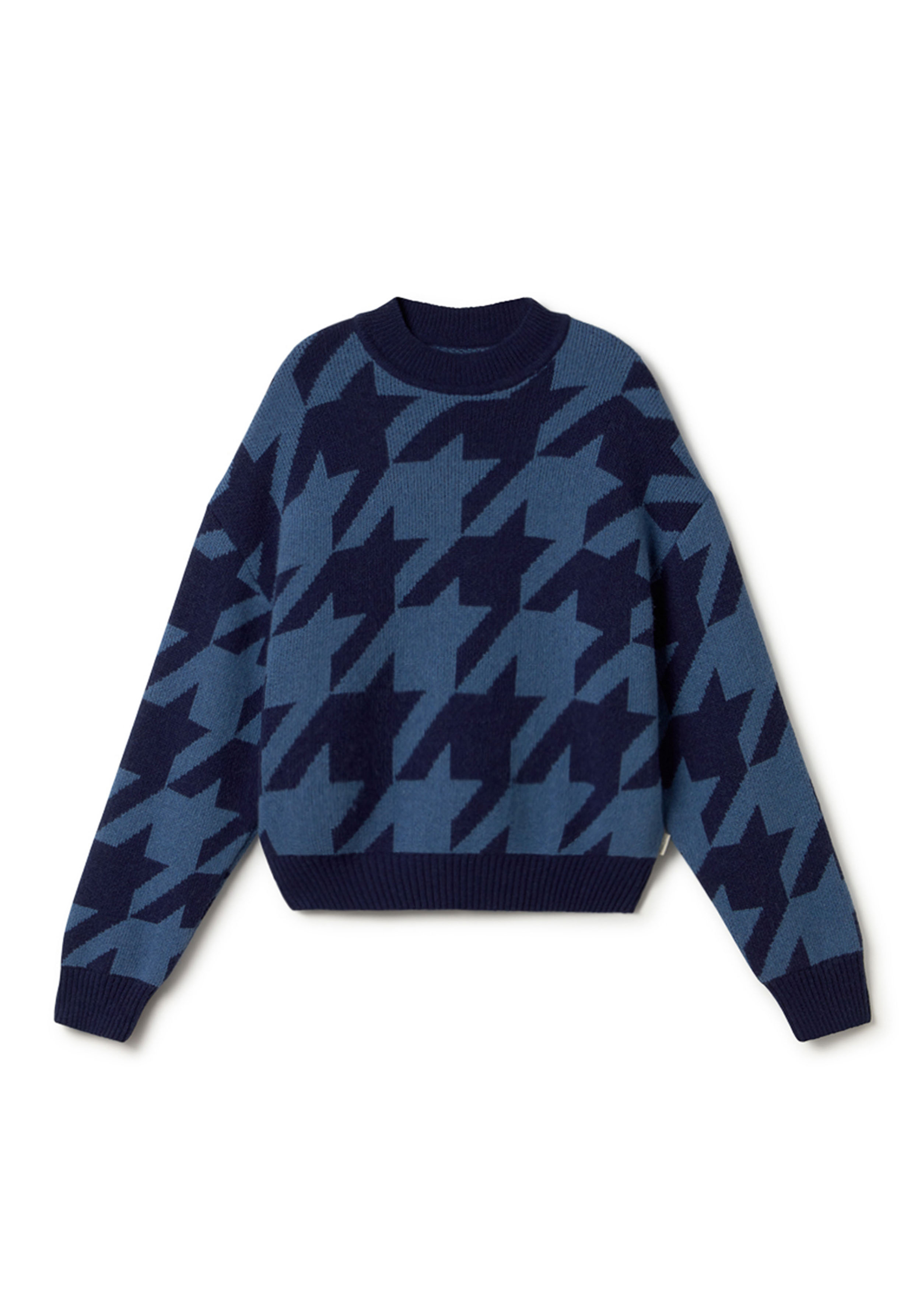 Twothirds Strickpullover Millisle Houndstooth Blue