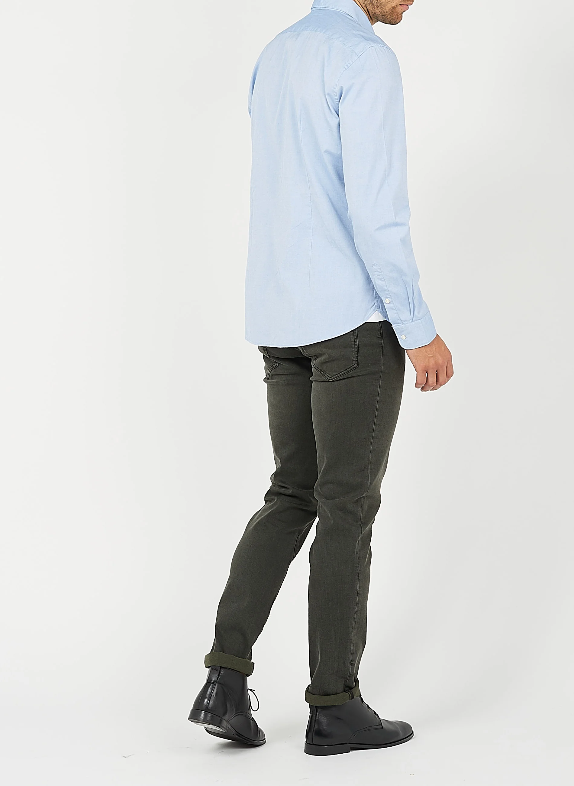 Chemise col classique shaped fit en coton | Bleu
