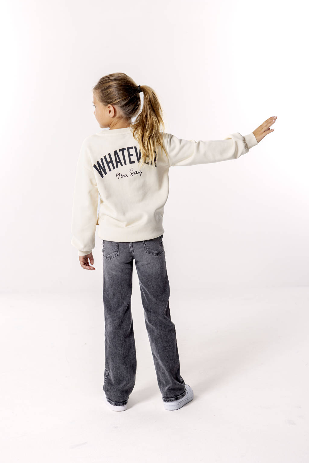 ONLY sweater KOGAUDREY met backprint ecru/grijs