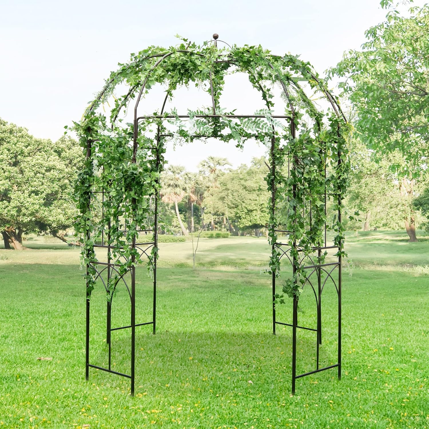 COSTWAY Rosenbogen, Metall Torbogen Rankhilfe Rankgitter Rankbogen Gartenbogen, Rosenpavillon für Kletterpflanzen, Hochzeit, 211 x 211 x 256 cm