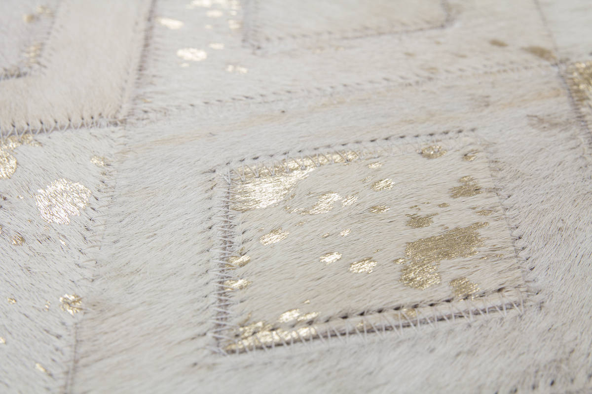 Lederteppich - elfenbein-gold - 160x230 cm
