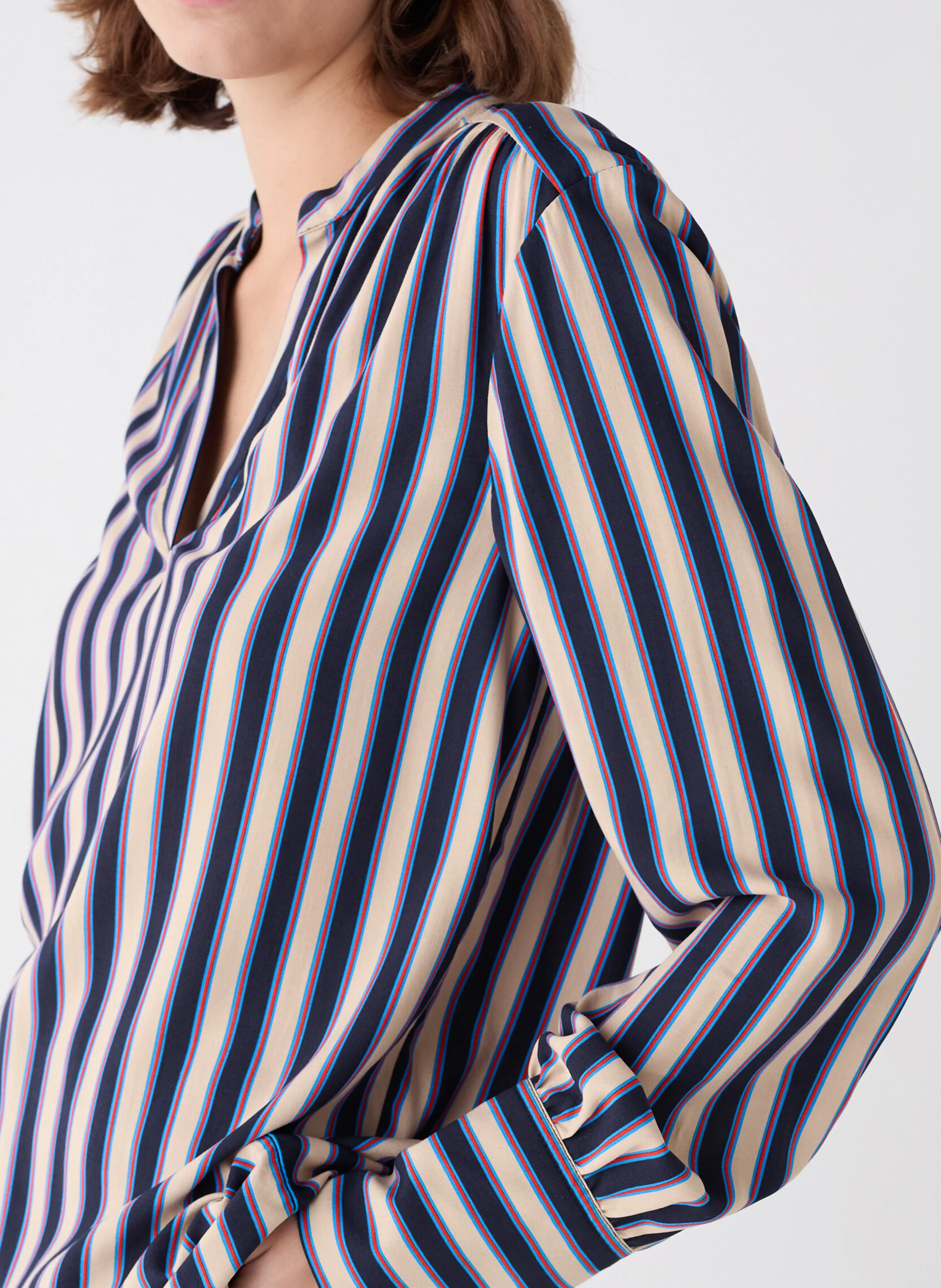 CDIANE - Blouse droite rayée| Beige