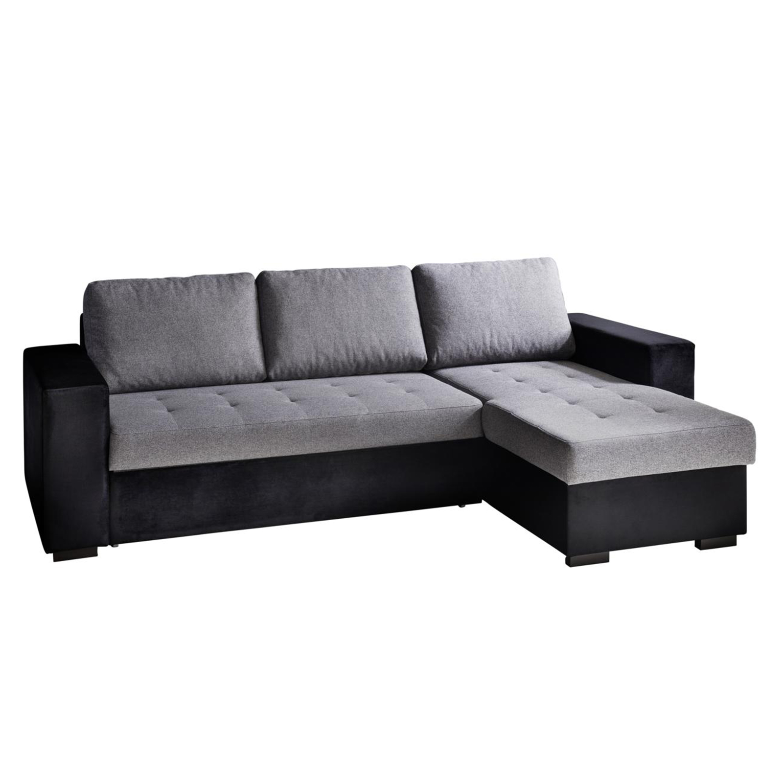 Ecksofa - schwarz-anthrazit - Liegefunktion
