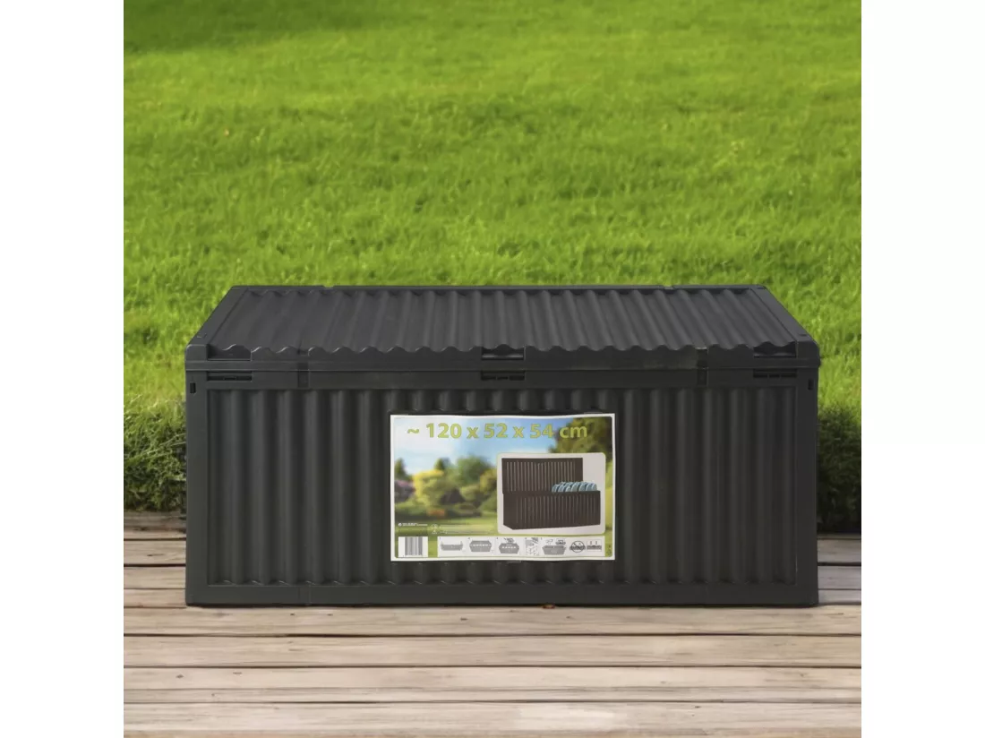 Coffre de jardin Well Home 295 litres, design graphite et aluminium