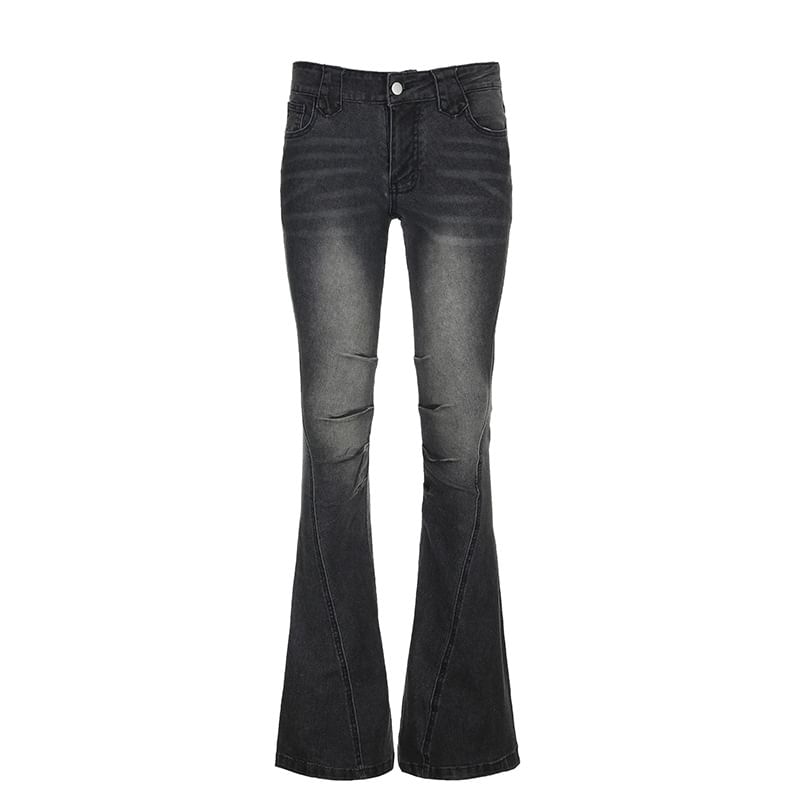 Puffie - Low Waist Washed Slim-Fit Boot-Cut Jeans