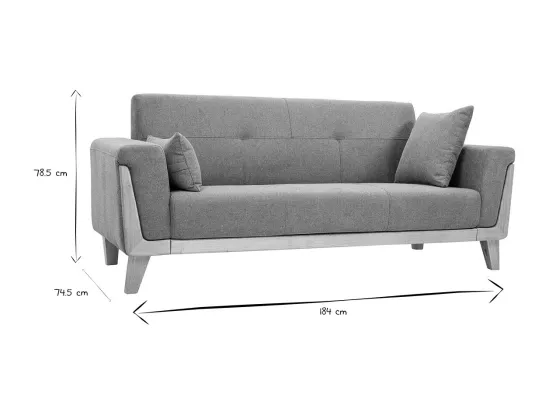 Canapé scandinave 3 places en tissu effet velours texturé terracotta et bois clair FJORD